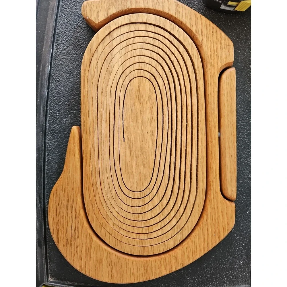 Handmade Amish Made Montana Folding Wooden Fruit Bowl Bread Basket Collapsible
